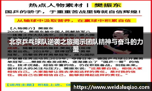 北京乒乓球队逆袭之旅揭示团队精神与奋斗的力量